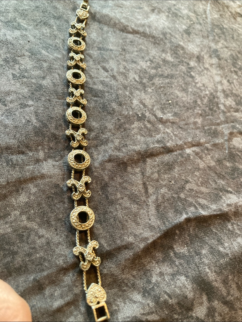 Antique Inspired Bracelet Featuring Hearts Xs and Os